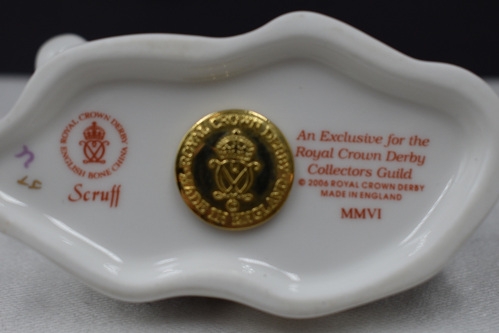 A Royal Crown Derby Collectors Guild Scruff the dog paperweight, boxed with gold stopper - Image 2 of 2