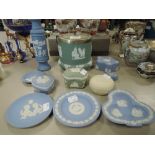 A selection of ceramics by Wedgwood Jasperware including green and yellow colour ways