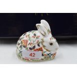 A Royal Crown Derby Collectors Guild Meadow Rabbit paperweight, boxed with gold stopper