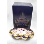 A Royal Crown Derby Crab paperweight, boxed with gold stopper