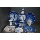 A selection of ceramics by Royal Copenhagen including vase and decanter