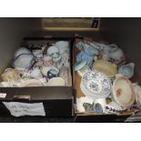 Two boxes of ceramics including Masons Limoges Noritake and more