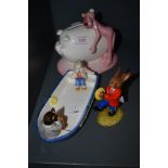 A selection of figures and figurines including Pink Panther and Bunnykins AF