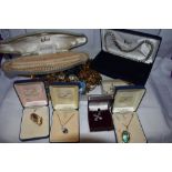 A selection of costume jewellery including chains, beads, Artisan steel pendants, Paua shell etc