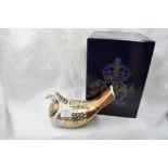 A Royal Crown Derby Turtle Dove paperweight, boxed with gold stopper