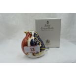 A Royal Crown Derby Robin paperweight, boxed with gold stopper