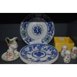 A selection of ceramics including Mintons cruet set and earlier plates etc