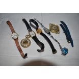 A small selection of costume jewellery wrist and pendant watches including Lucerne, Timex etc