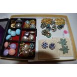 A small selection of vintage clip and stud fashion earrings including vintage styles in an