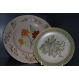 Two hand painted display plates one by Z. Carter 1955 for Royal Doulton and smaller M. Pool Empire