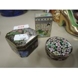 A selection of cloisonne cases with floral imagery