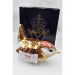 A Royal Crown Derby Derby Wren, boxed with gold stopper