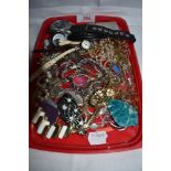 A selection of costume jewellery pendants, wrist watches, simulated pearls, rosary beads, etc