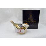 A Royal Crown Derby Firecrest paperweight, boxed with gold stopper