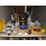 A selection of kitchen wares including cheese dome large Rumtopf and chopping board