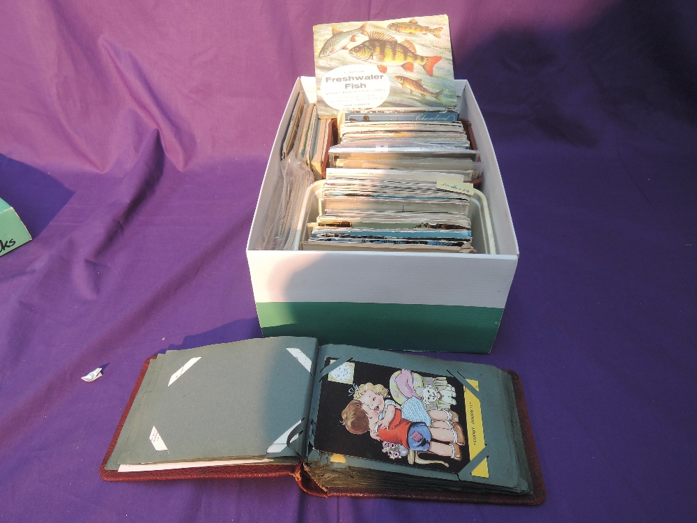 A box of Vintage and Modern Postcards, various