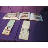 Two Postcard Albums containing mixed vintage cards along with two Vintage Sketchbooks/Albums