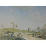 A signed print after William Russell Flint, Beach scene, signed, 39 x 63cm