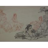 A print after William Russell Flint Gypsy Ladies in Conversation, signed 40 x 70 cm framed and