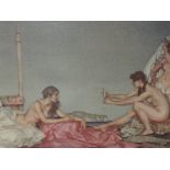 A print after William Russell Flint The Silver Mirror signed 30 x 46 cm framed and glazed