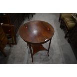 An Edwardian mahogany and inlaid circular occasional table, diameter approx. 58cm