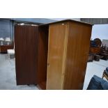 A vintage stag double wardrobe in light stain, width approx. 128cm