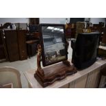 A Victorian mahogany toilet mirror on shaped base width approx. 55cm