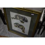 A vintage print in gilt frame elephants