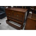 An Edwardian mahogany and inlaid chest of two over three drawers, with additional 'secret' frieze