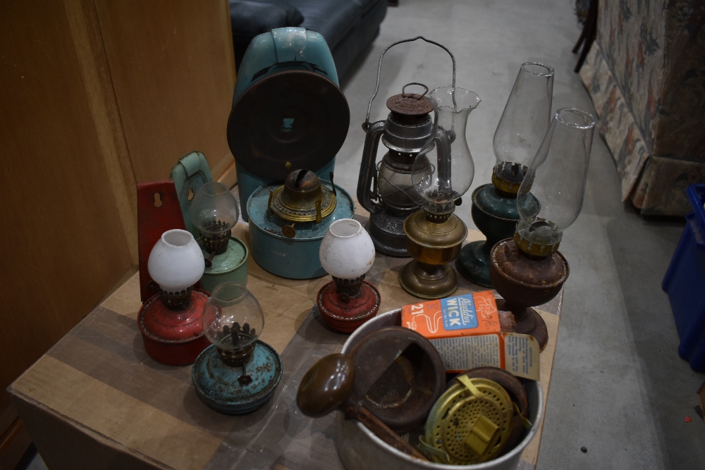 A selection of vintage oil lamps