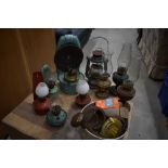 A selection of vintage oil lamps