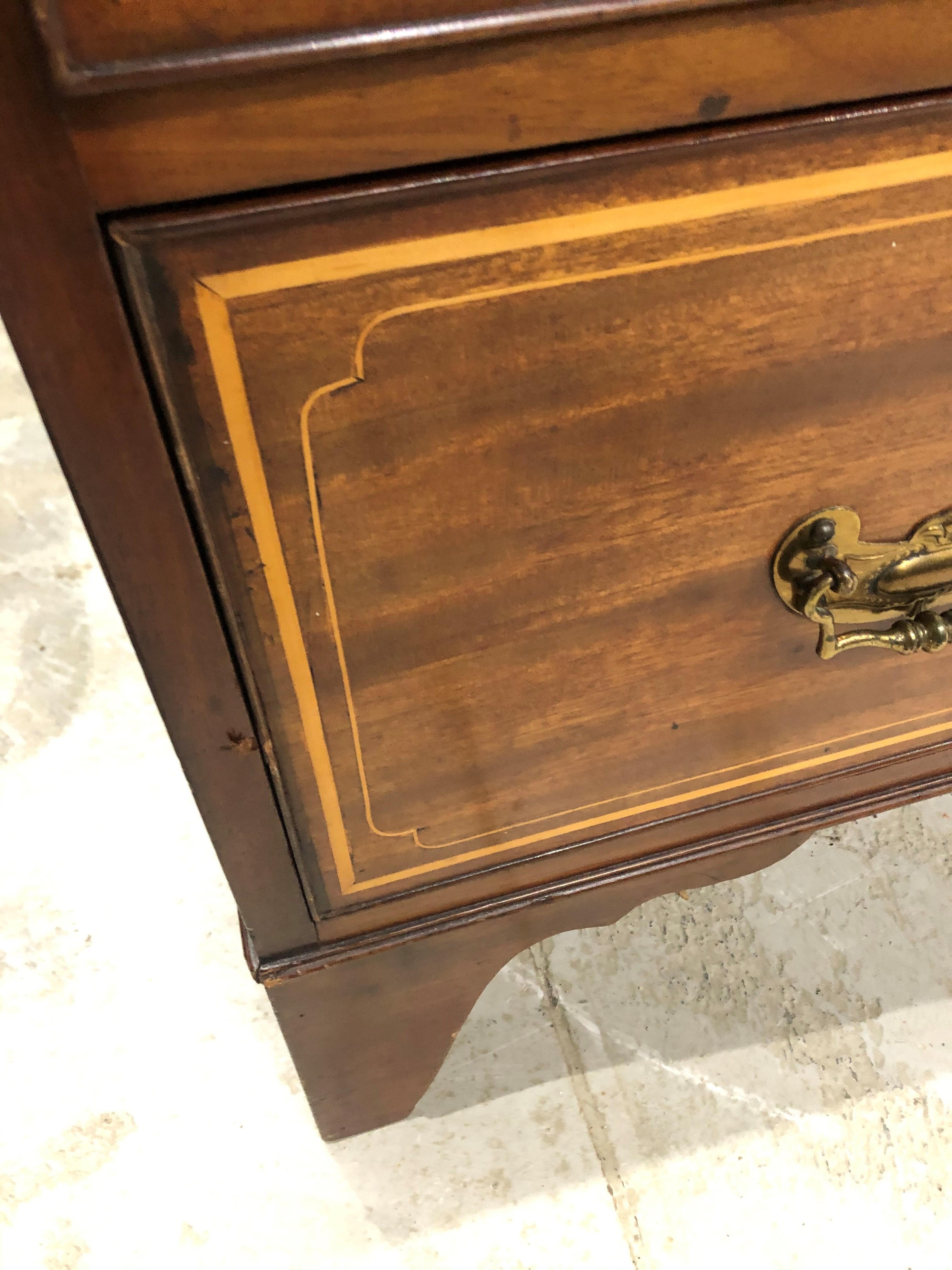 A late Victorian mahogany and satinwood inlaid chest of two over four drawers, stamped for James - Image 4 of 5