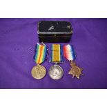 A Trio of WW1 Medals to 22567 PTE A Thacker Bord R, 1914-15 Star, Victory Medal and War Medal in