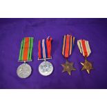 A group of four WW2 Medals, Burma Star, Africa Star, Defence Medal and War Medal all unnamed