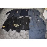 A RAF Jacket, an Air Force Blazer with 77 Bomber Squadron Badge, two Naval Jackets and a