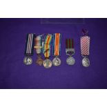 A collection of six Miniature Medals, Military Medal George V Uncrowned Head, 1914 Star 5th Aug 22nd