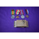 A group of four WW2 Medals, Defence Medal, War Medal, 1939/45 Star and Italy Star, in original box