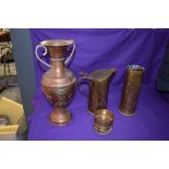 A collection of WW1 Brass and Copper Trench Art including Ash Tray made from German Battleship