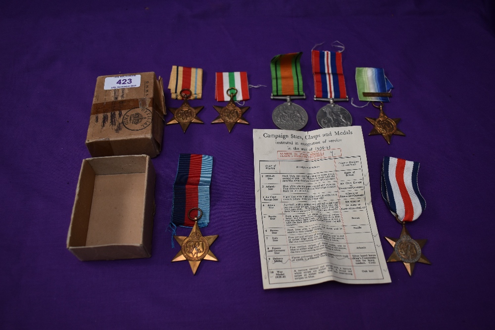 A group of seven WW2 Medals, War Medal, Defence Medal, Atlantic Star with France and Germany