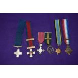 A Collection of Six Miniature Medals, 1914 Star Mons Clasp, George Cross, Distinguished Service