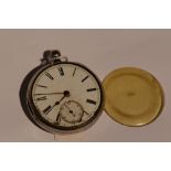 A Victorian silver key wound pocket watch signed James Beesley Lancaster having a Roman numeral dial