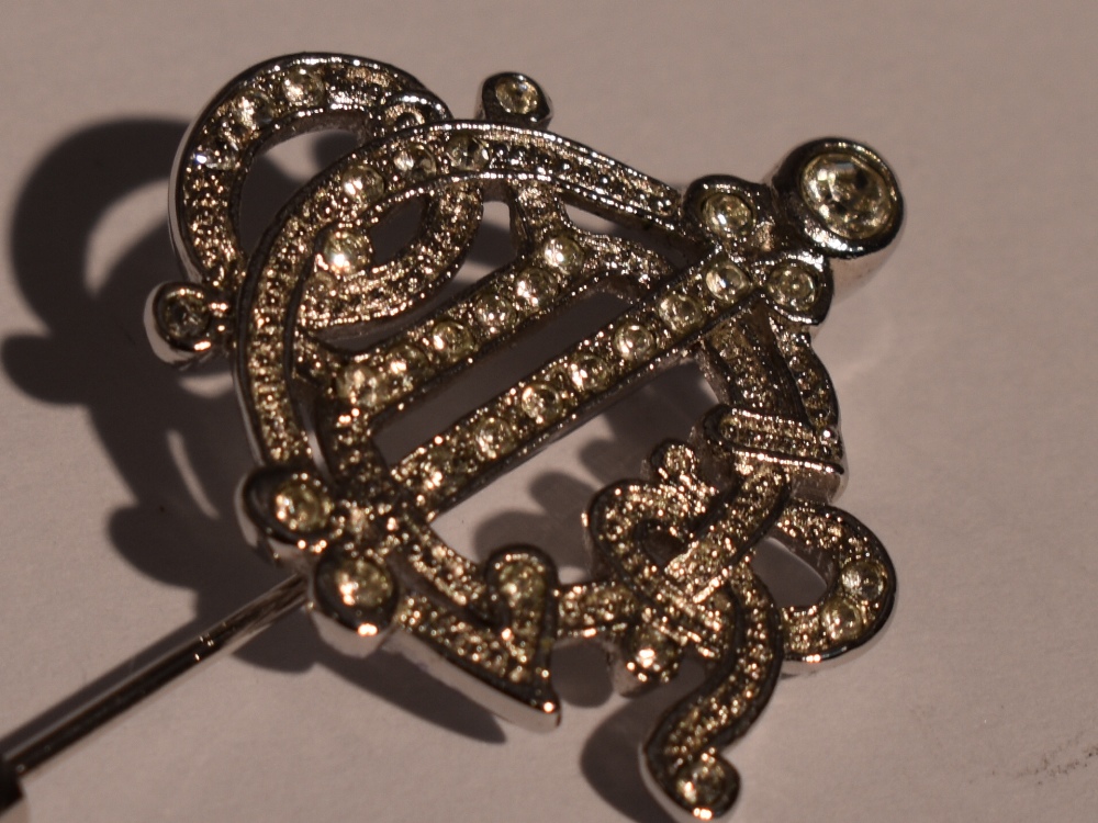 A vintage Christian Dior monogram pin having rhinestone decoration - Image 2 of 2