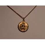 A 9ct gold double sided St Christopher pendant on a 9ct gold chain, approx 18' & 7.5g