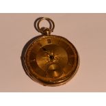 A Victorian key wound 18ct gold pocket watch no:14583 having Roman numeral dial and subsidiary