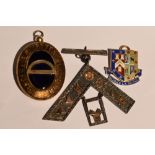 Three Masonic HM silver and white metal jewels with gold inlay regarding Hesketh Lodge 986,