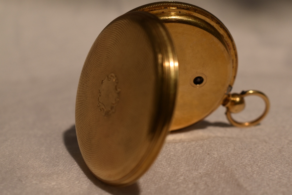A Victorian key wound 18ct gold pocket watch no:14583 having Roman numeral dial and subsidiary - Image 6 of 6