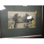 A framed and mounted watercolour depicting Dockray