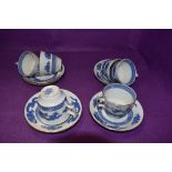 Four 1930s Cauldon dragon pattern cups and saucers, also included are to crescent dragon pattern