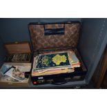 A suitcase containing sheet music, play sheets,English literature adaptations and similar ephemera
