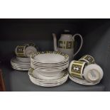 A Mid century Coffee Washington pottery 'Oakwood' service including coffee pot, cups ,saucers,plates